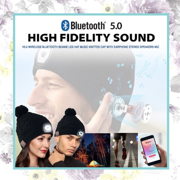 ? LED MIC BEANIE HAT MUSIC HEADPHONES CAP WIRELESS NIGHT HEAD LIGHT WARM SKI main image 9